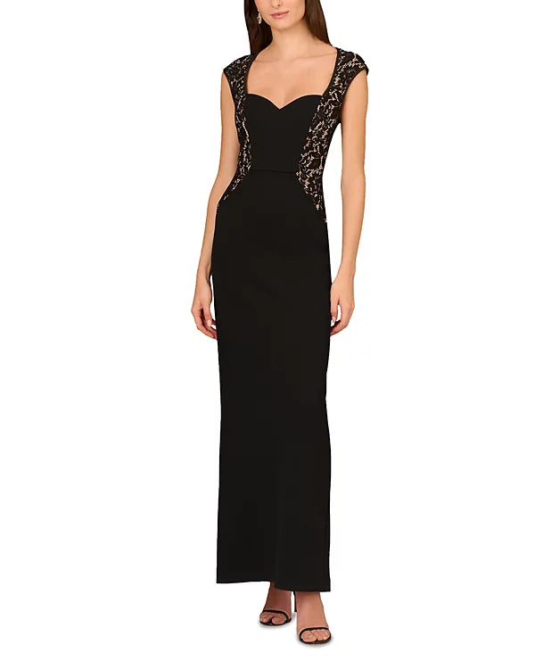 Aidan Maddox Black & Lace Contrast Gown SPRING FROST Boutique Aidan Maddox Black & Lace Contrast Gown SPRING FROST Boutique