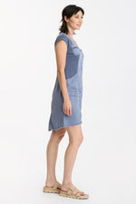 XCVI Blue Zip Ribbed Cotton Dress
