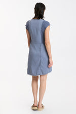 XCVI Blue Zip Ribbed Cotton Dress