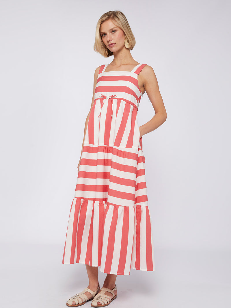 Vilagallo Coral Stripe Dress