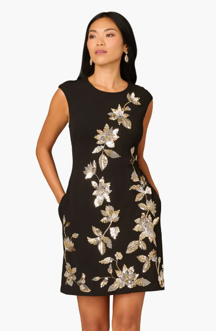 Aidan Mattox Black Embroidered Floral Dress SPRING FROST Boutique Aidan Mattox Black Embroidered Floral Dress SPRING FROST Boutique