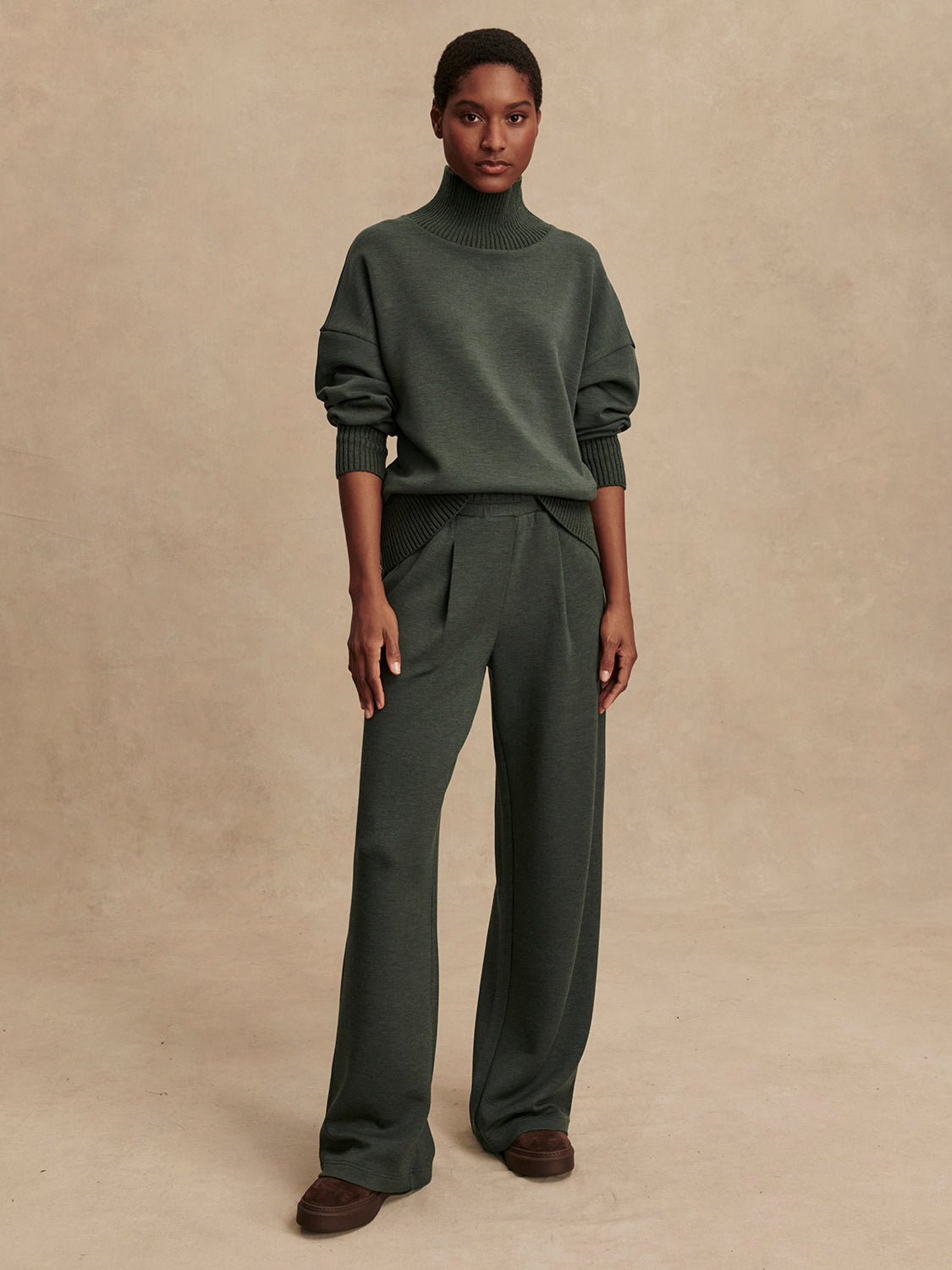 VARLEY Extra Wide Leg Pant in Olive Marl 32" Varley