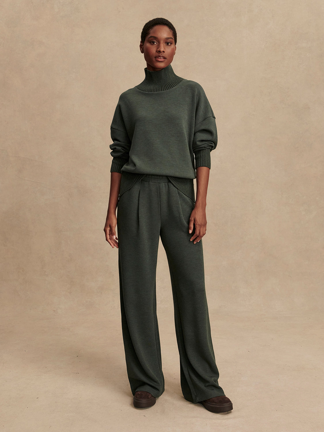 VARLEY Extra Wide Leg Pant in Olive Marl 32" Varley