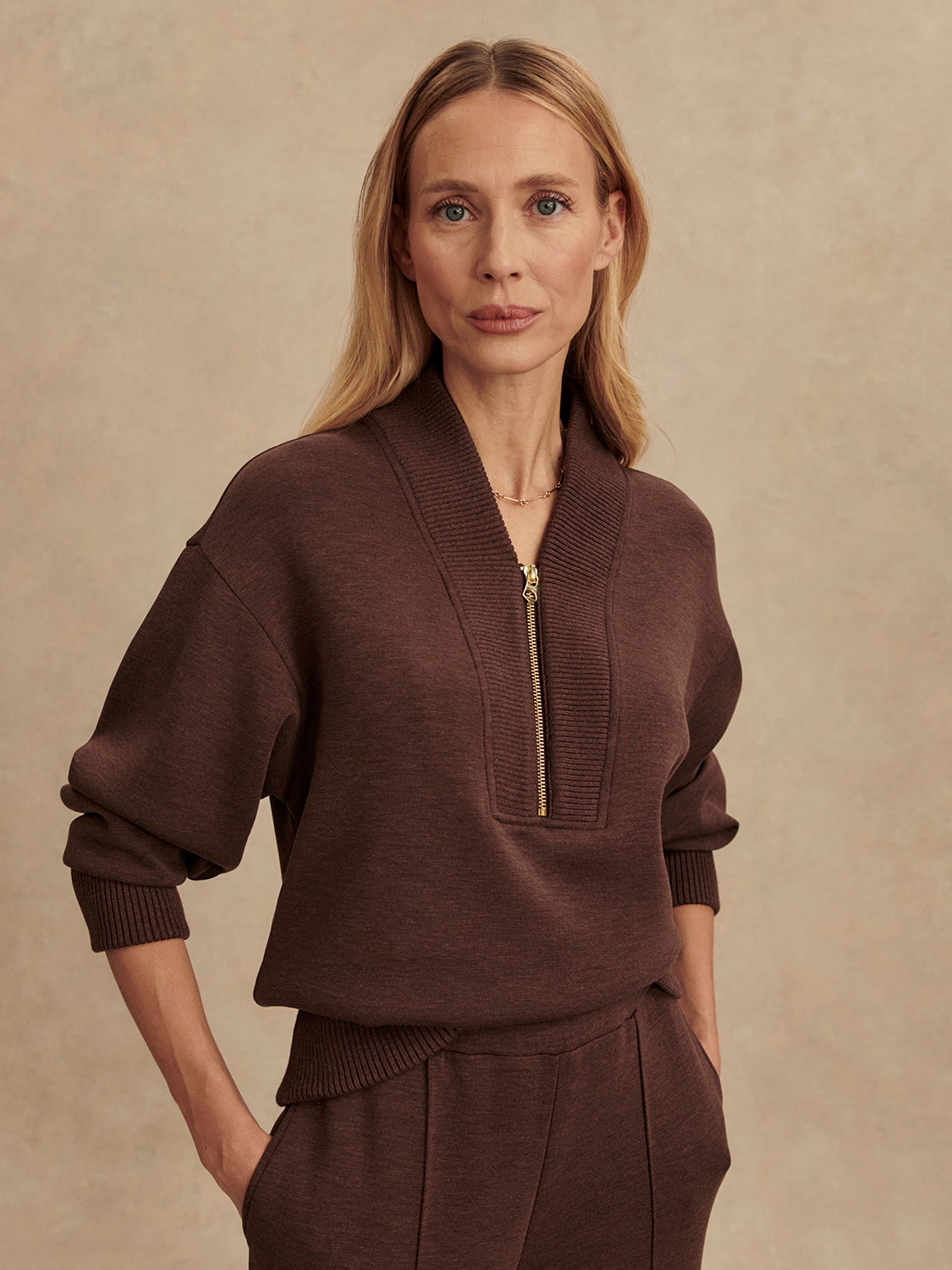 VARLEY Sally Half Zip in Coffee Bean Varley