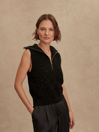 VARLEY Hally Half Zip in Black Fleck Varley