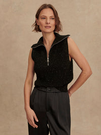 VARLEY Hally Half Zip in Black Fleck Varley