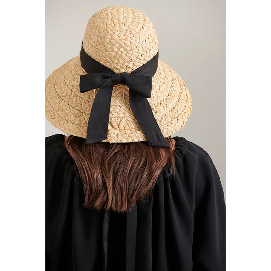 Helen Kaminski Classic 5 Raffia Hat with Black Grosgrain