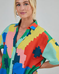 BRAVA Maxi Flower Cropped Blouse