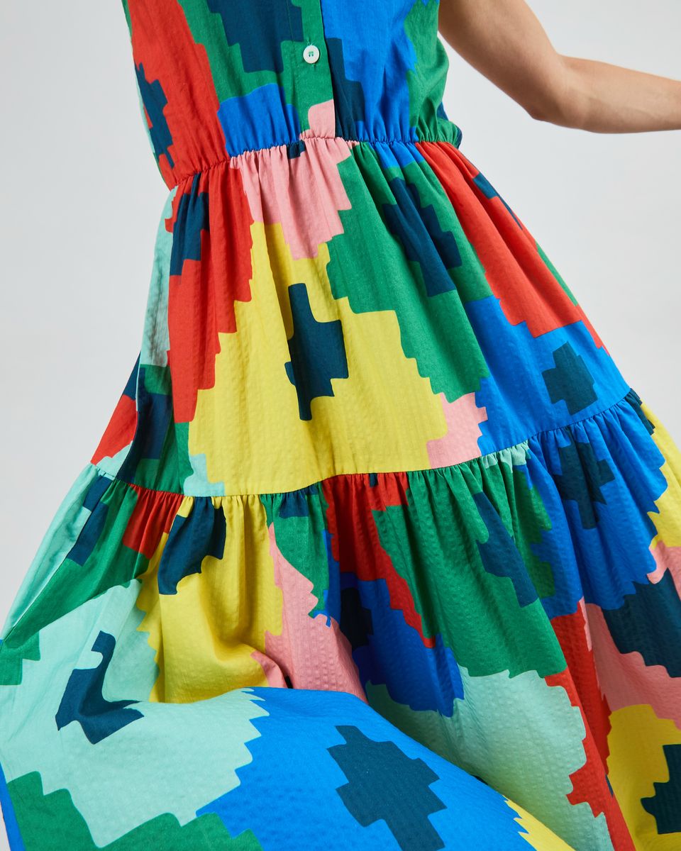 BRAVA Maxi Flowers Sleeveless Shirt Dress