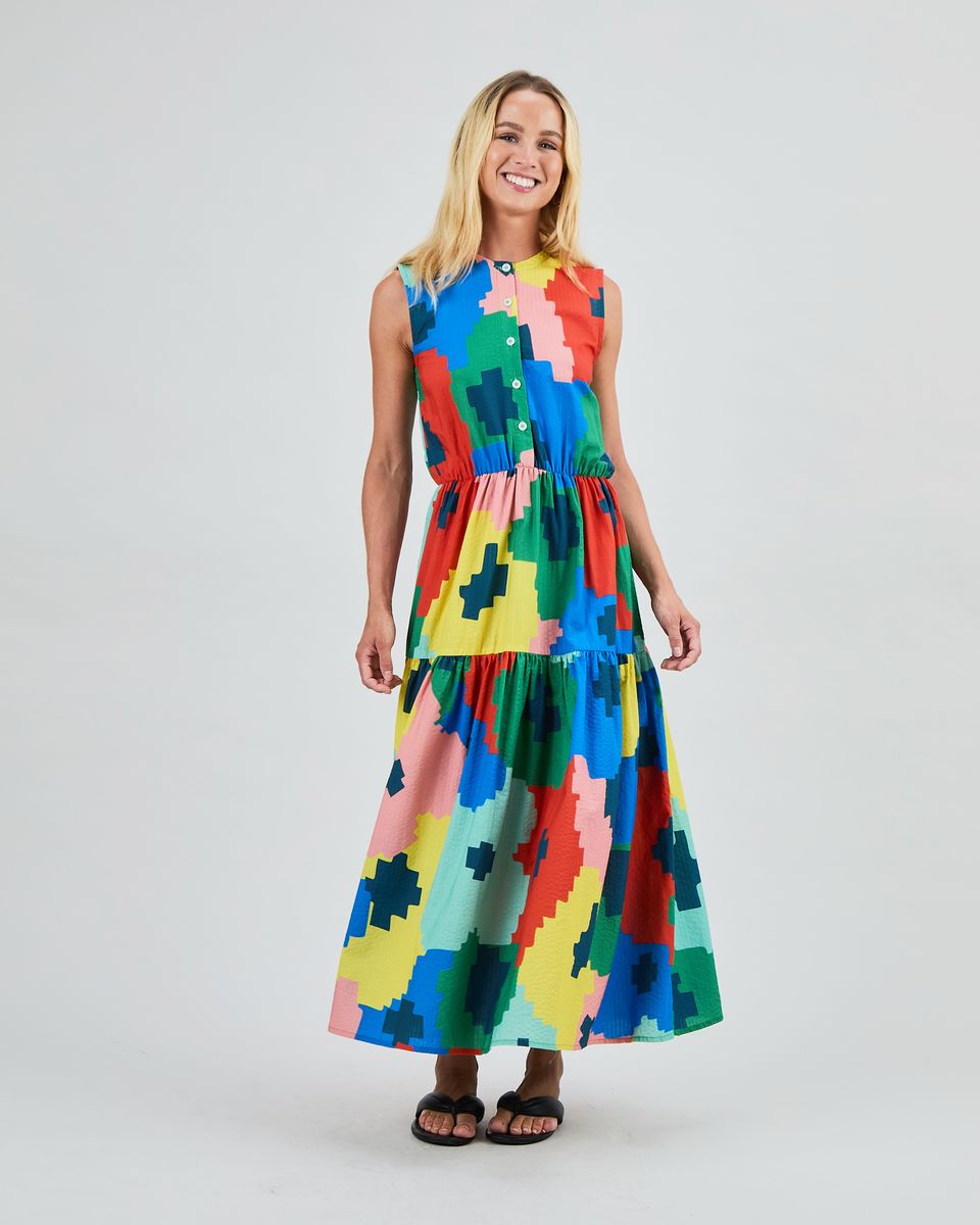 BRAVA Maxi Flowers Sleeveless Shirt Dress