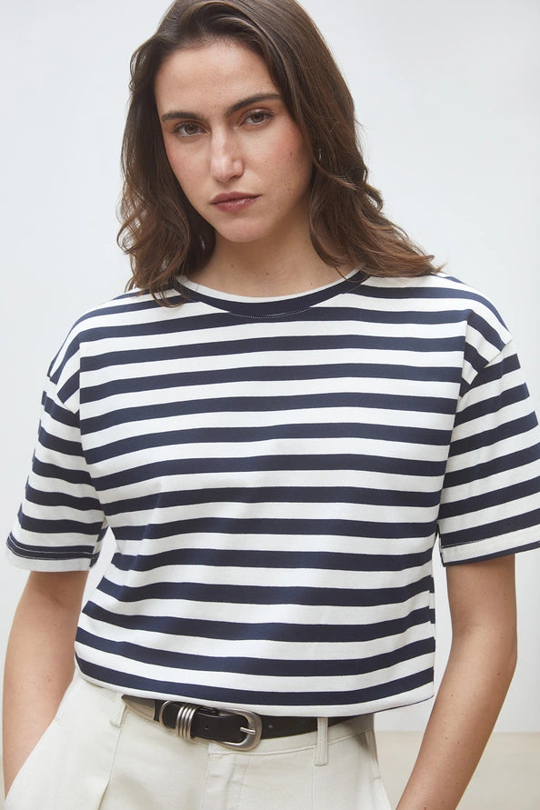 SUNCOO Matrilo Shirt in Navy Stripe