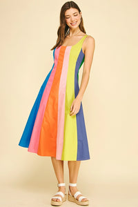 Colorblock A-Line Midi Dress