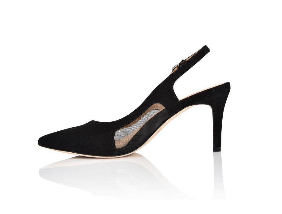 Dance Black Kid Suede/Black Mesh: 7 Joan Oloff Shoes