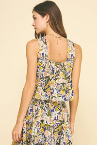 FLORAL SLEEVELESS TOP - 6599TB: PURPLE MULTI / L