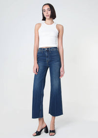 Queen High Rise Crop Wide Leg Jeans - Dart Detail: Thunder / 24 Noend Denim
