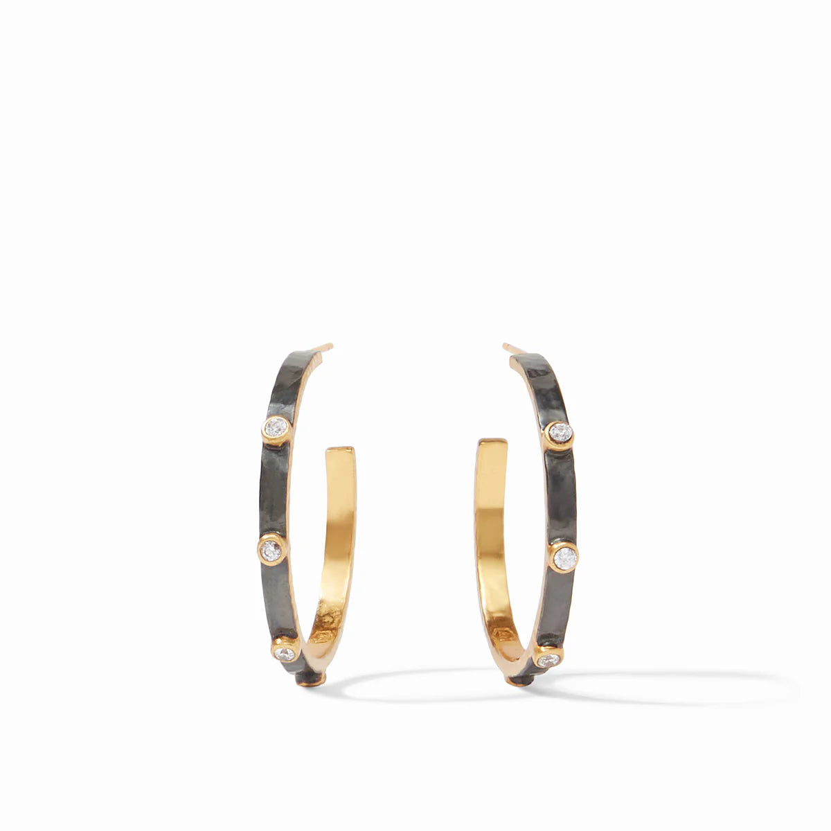Crescent Stone Hoop in Medium Mixed Metal Jewelry Julie Vos