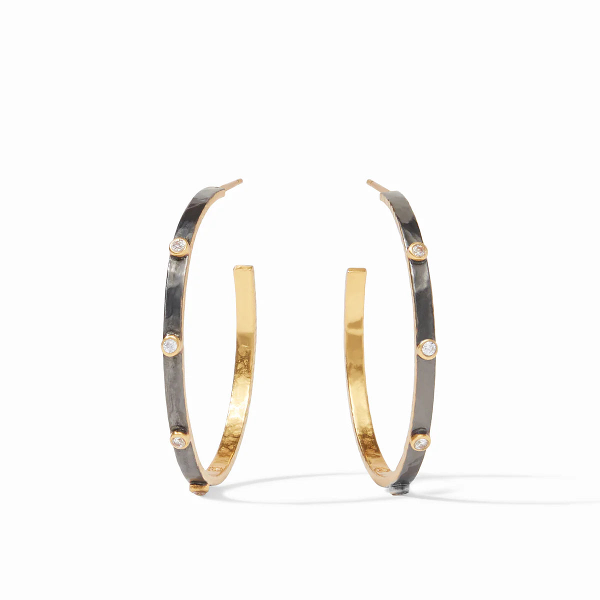 Crescent Stone Hoop in Large Mixed Metal Jewelry Julie Vos