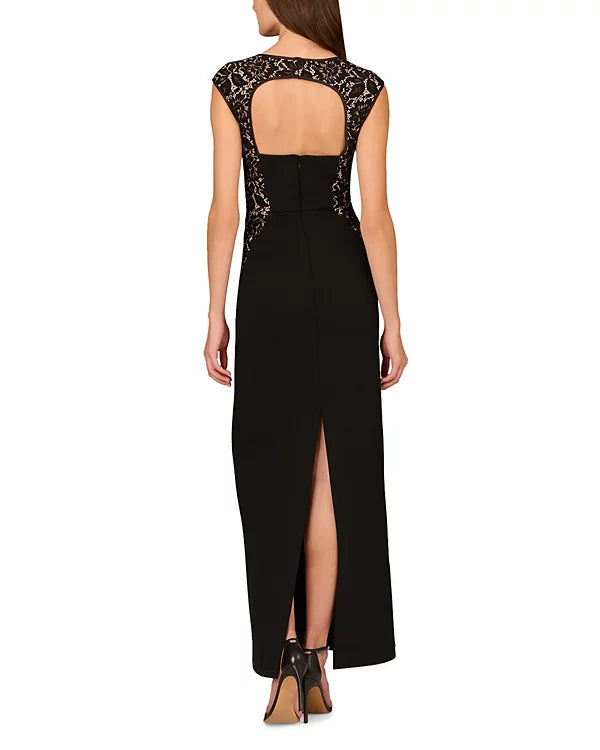 Aidan Maddox Black & Lace Contrast Gown