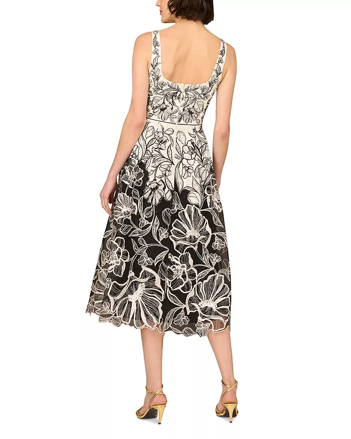 AP Embroidered Organza Midi Dress Adrianna Papell