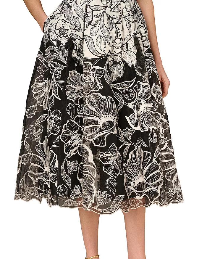 AP Embroidered Organza Midi Dress Adrianna Papell