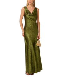 Adrianna Papell Dark Olive Foiled Midi Dress