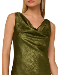 Adrianna Papell Dark Olive Foiled Midi Dress