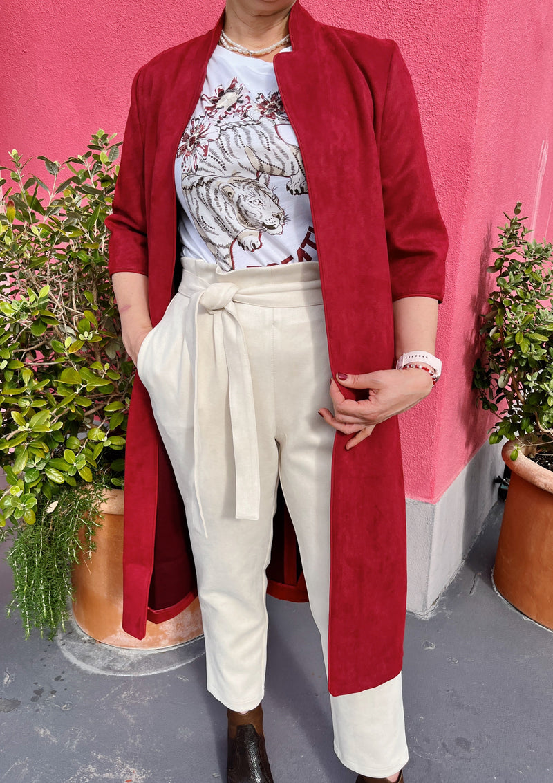 Red Faux Suede Duster Jayley Collections