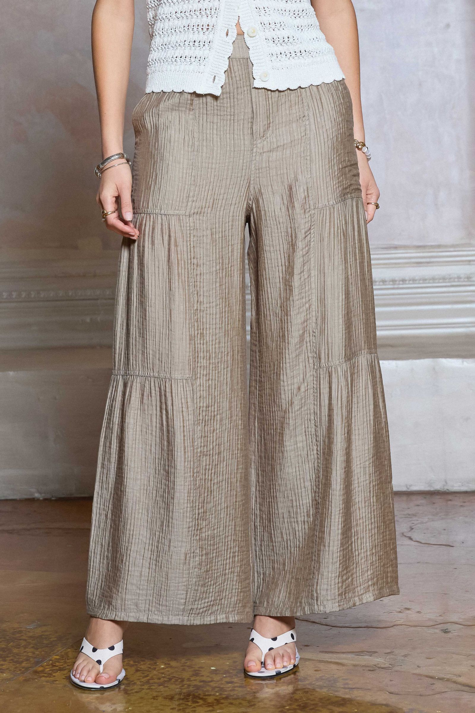 CA Wide Leg Pants-Dusty Sand