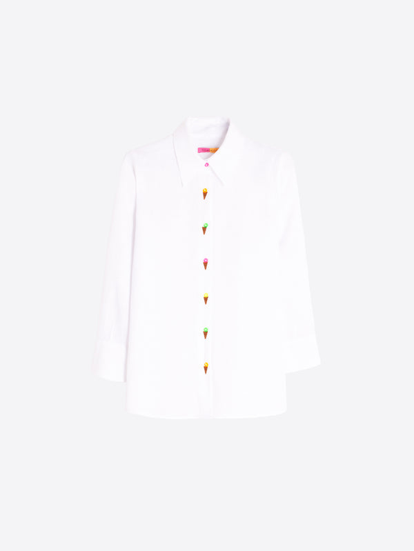 VILAGALLO Ice Cream Linen Button Down