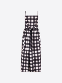 VILAGALLO Black Gingham Apron Wrap Dress