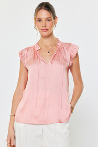 CA Pleated Sleeve Blouse in Rose Pink