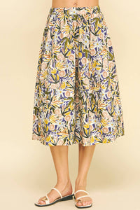 FLORAL PRINT A-LINE SKIRTS - 6575SB: PURPLE MULTI / L