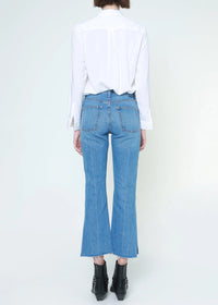 NOEND Farrah Mid Rise Kick Flare in Hudson