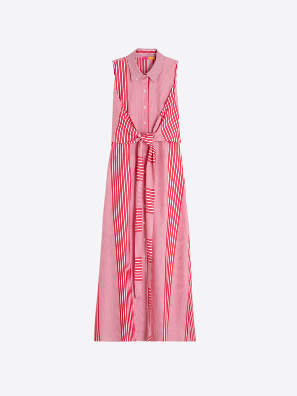 VILAGALLO Red Striped Midi Dress