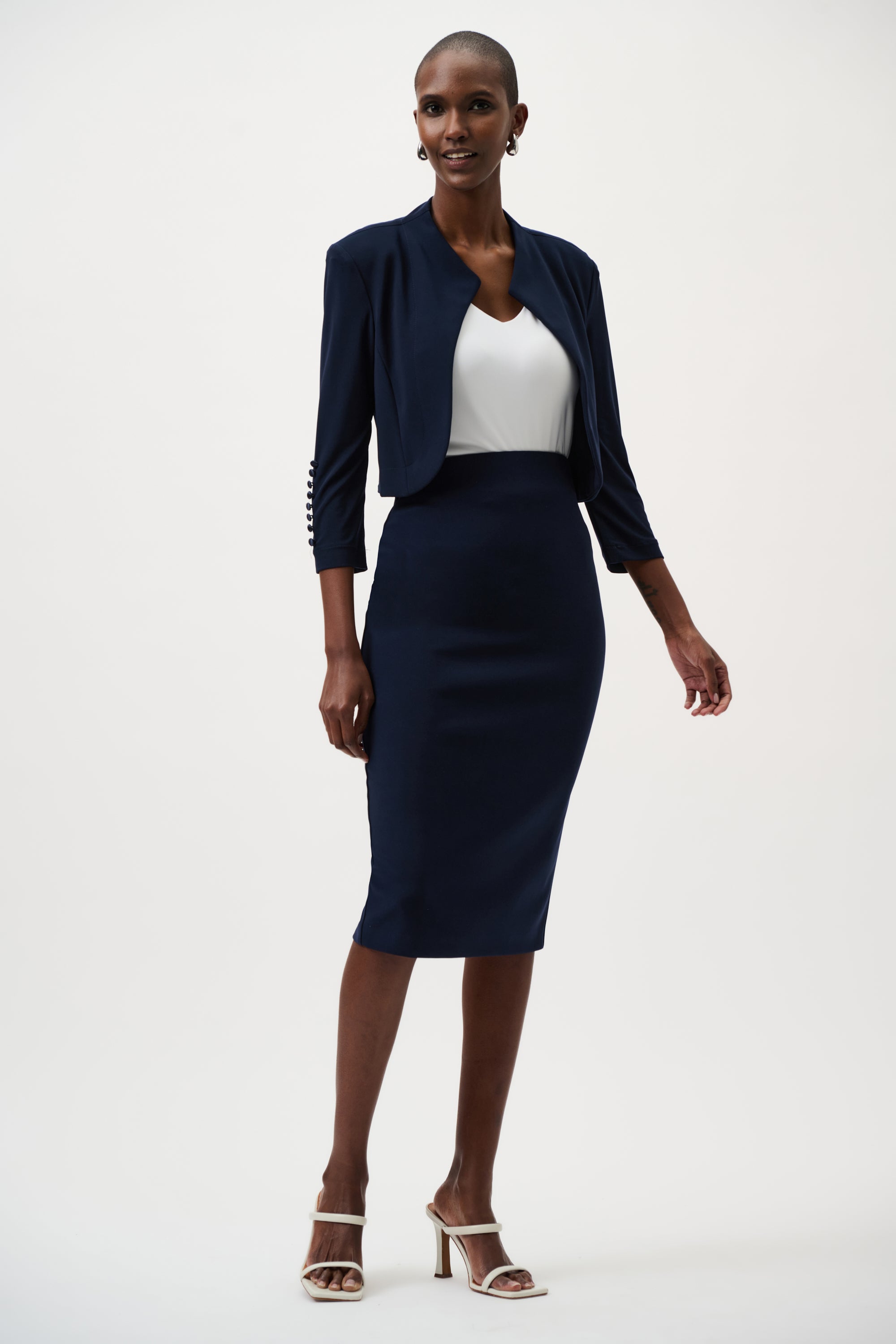JR LDS Navy Bolero 3/4 Sleeve