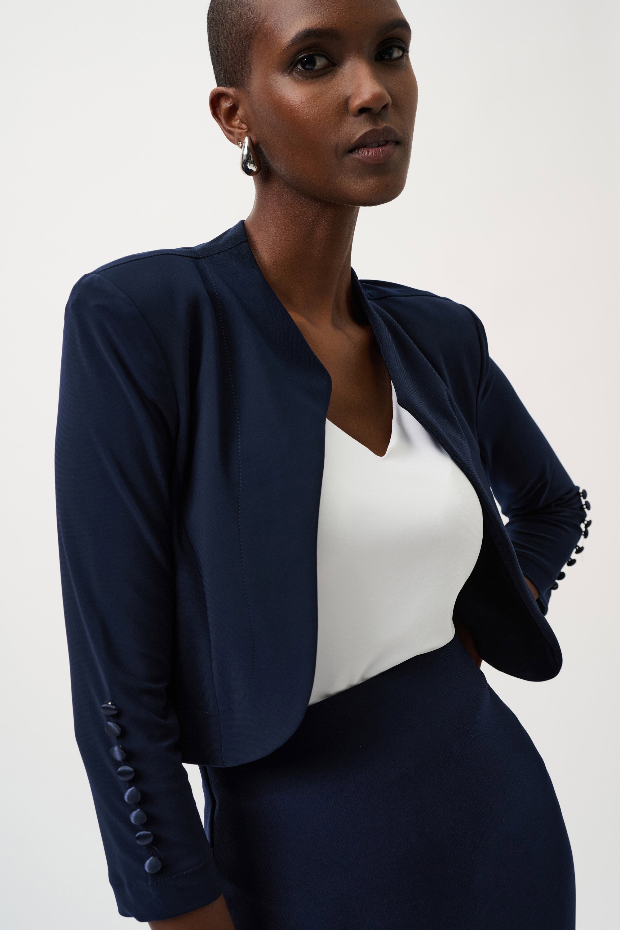 JR LDS Navy Bolero 3/4 Sleeve