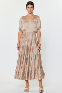 CA Pleated Midi Skirt-Taupe