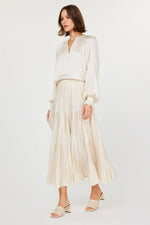 CA Pleated Midi Skirt in Ecru