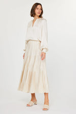 CA Pleated Midi Skirt in Ecru