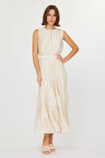 CA Pleated Midi Dress in Ecru