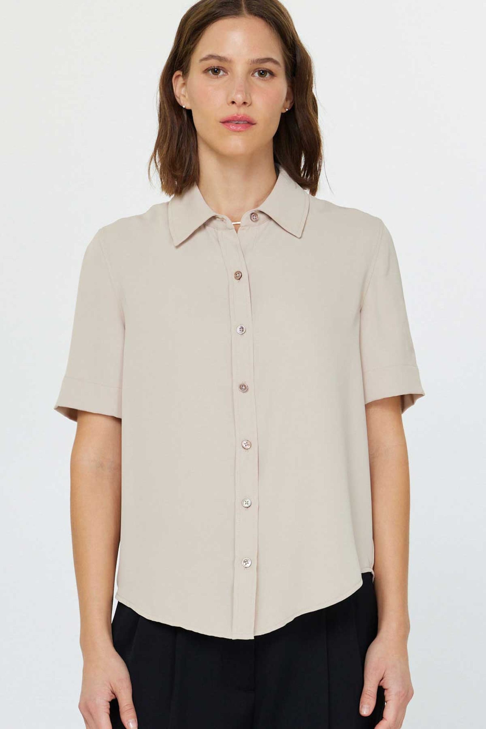 CA Light Taupe Half SLV Button Down Shirt