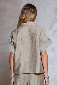CA Drop Shoulder Blouse-Dusty Sand