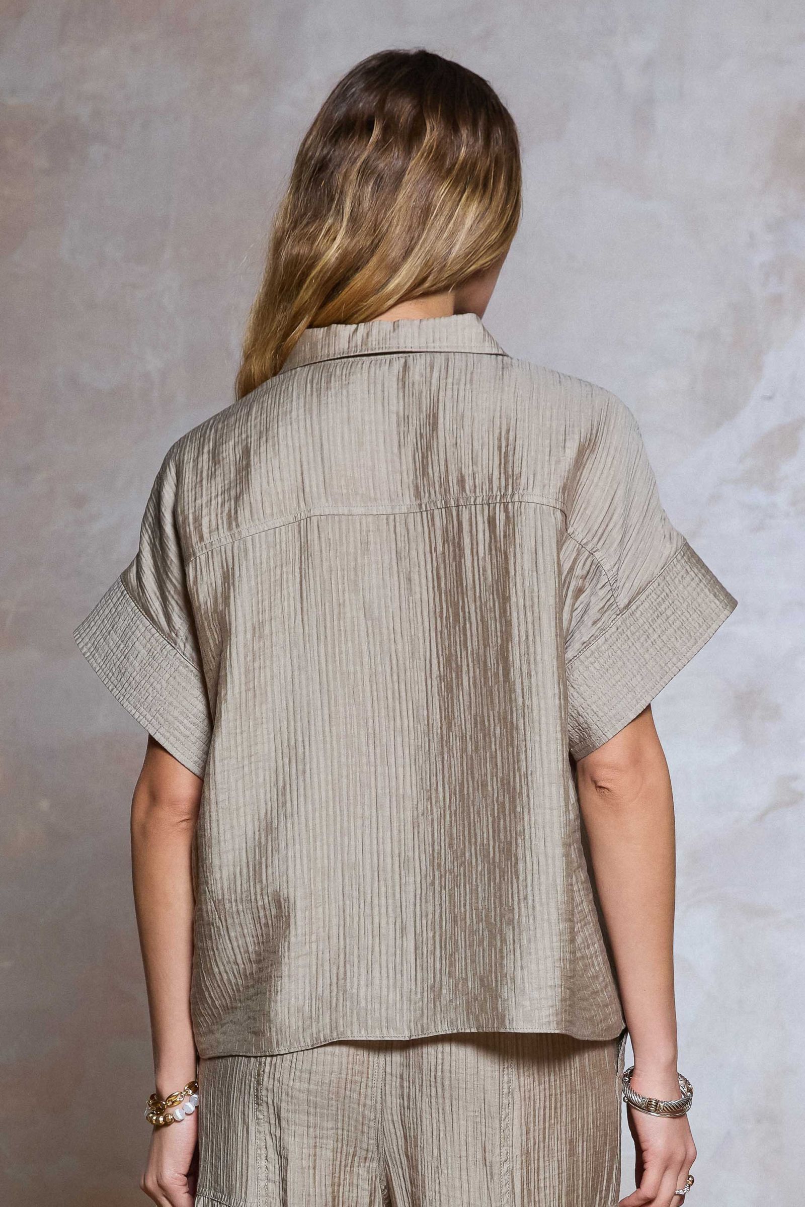 CA Drop Shoulder Blouse-Dusty Sand