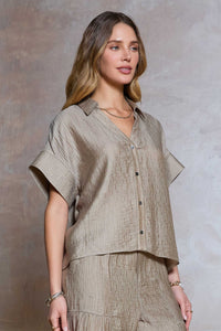 CA Drop Shoulder Blouse-Dusty Sand