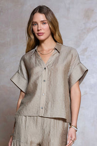 CA Drop Shoulder Blouse-Dusty Sand