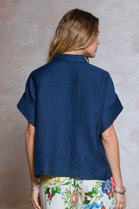 CA Drop Shoulder Blouse- Blue
