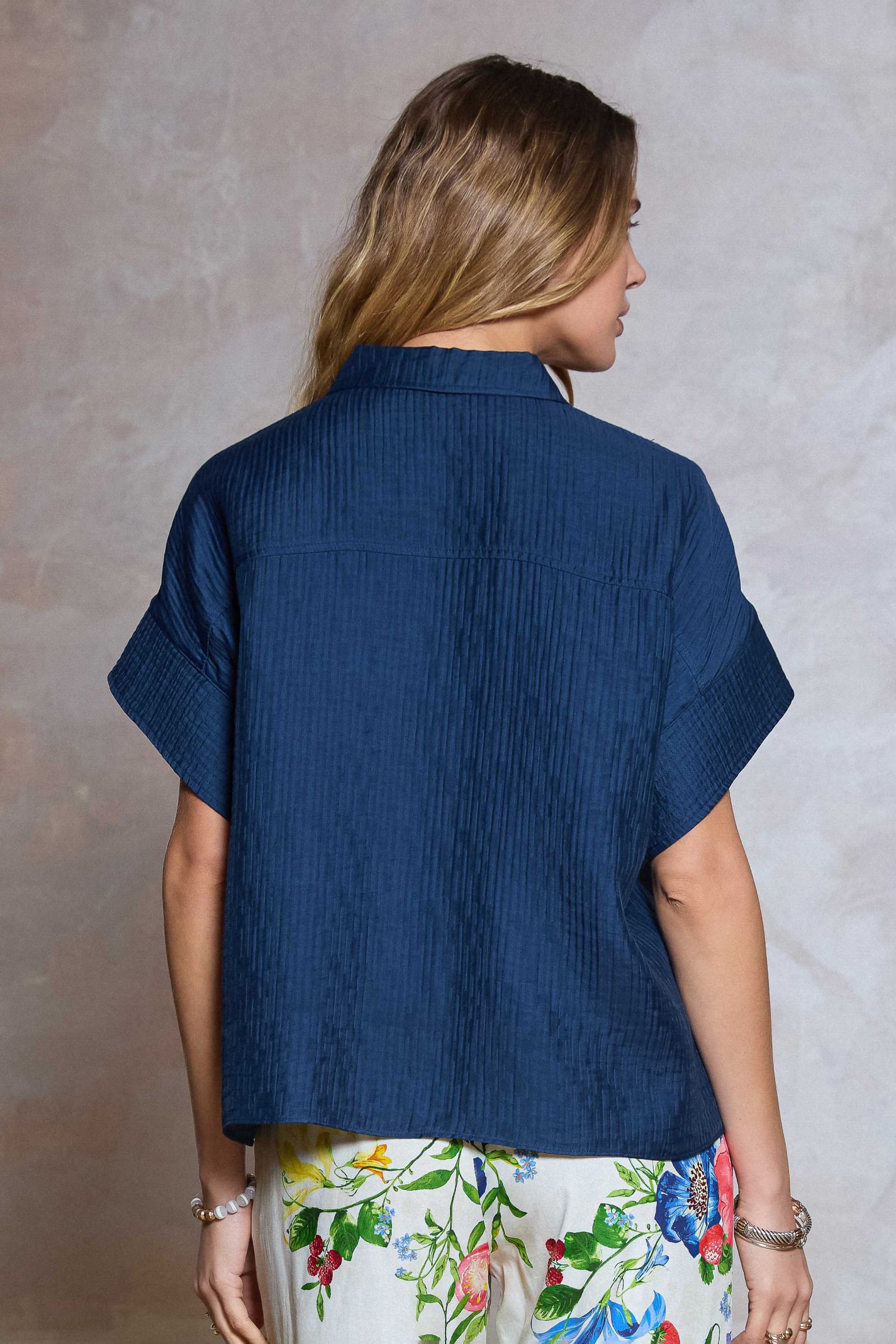 CA Drop Shoulder Blouse- Blue