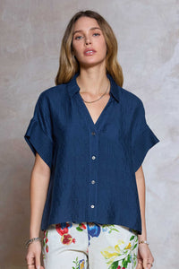 CA Drop Shoulder Blouse- Blue