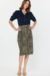 CA Leopard Cotton Midi Skirt