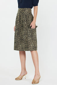 CA Leopard Cotton Midi Skirt